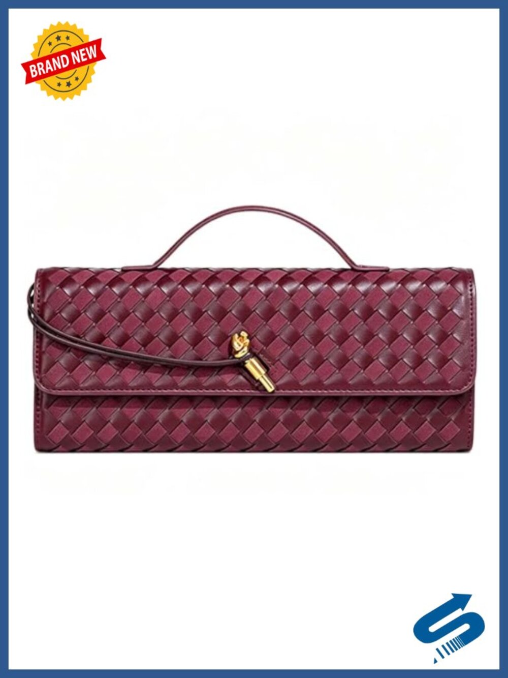 Woven Leather Clutch Purse Crossbody Evening Bag